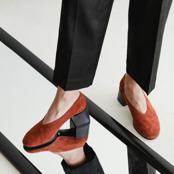 Acne Studios Burgundy Suede Leather Pumps, Size US 6.5 / EU 37 | Dust Bag Inc - Picture 5 of 13